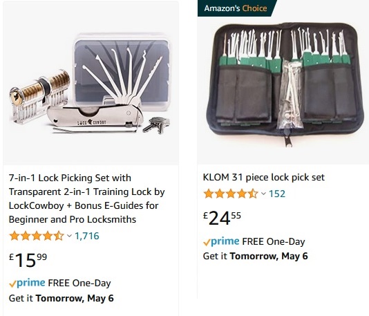 A couple of cheap Amazon lock pick sets.